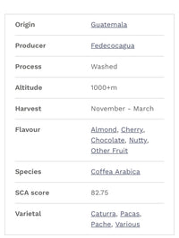 Guatemala SHB Single Origin Coffee - Beans or Ground 200gr
